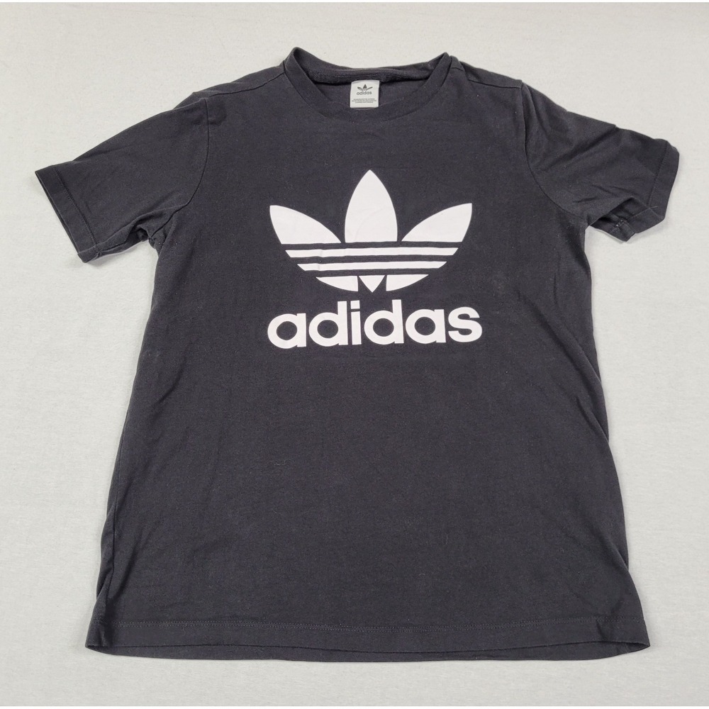 Adidas Men's Trefoil White Logo Black Short Sleeve T-shirt (Size See Photos)